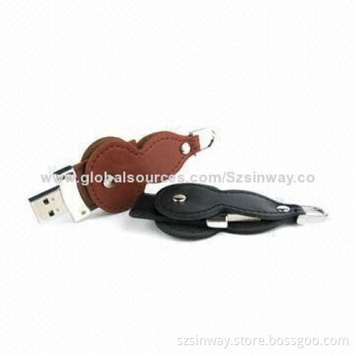 Leather Swivel USB Flash Drives with 8GB Storage Capacity, CE, RoHS, FCC Marks
